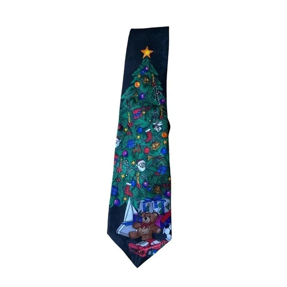 Addiction Men's Green Black Christmas Tree Ornaments Bolero Tie Size OS - Picture 2 of 3